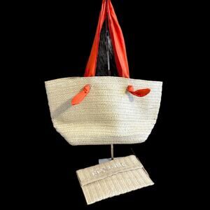 Copied - NWOT Straw Tote Bag with Matching Clutch